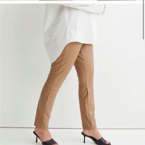 NWT H&M Faux Leather Leggings Dark Beige Size 8